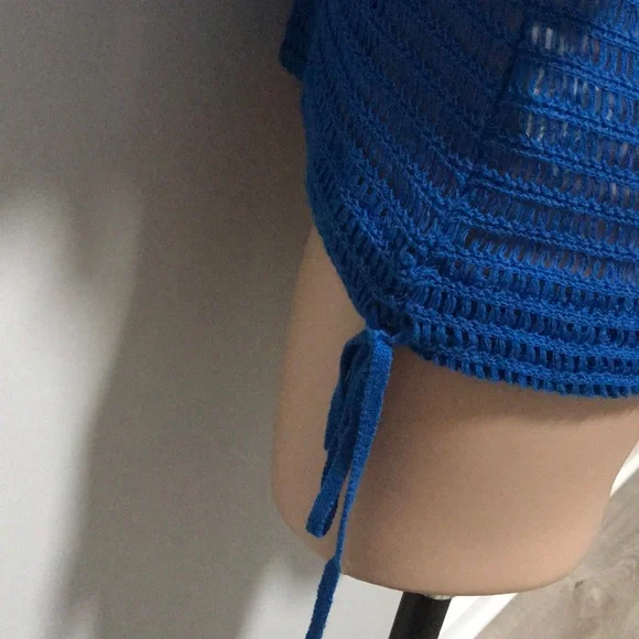 Free People Bright Blue Knit Top Lasting Laguna - Picture 6 of 8